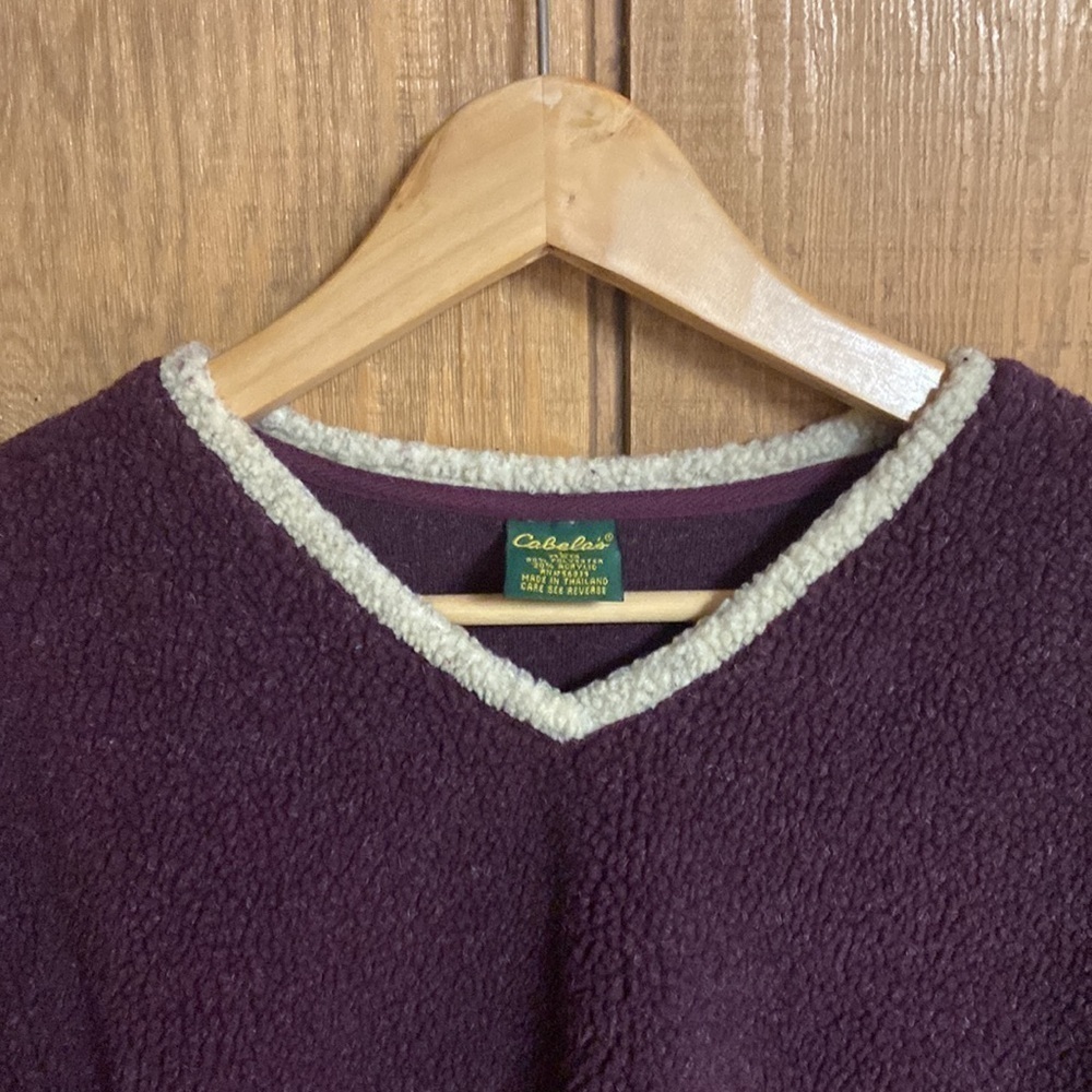 CABELA’S fleece V neck sweater perfect for fall activities women’s size L - Picture 2 of 4